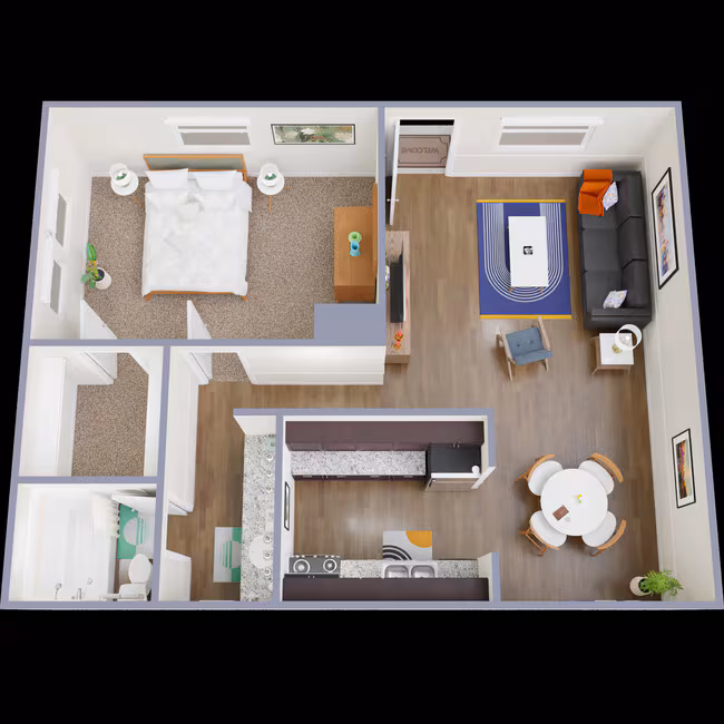 1 Bedroom / 1 Bathroom Silver 5116 floor plan